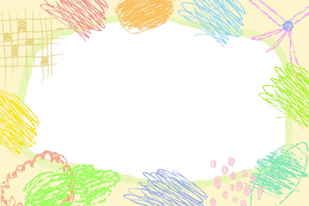 Abstract scribble frame, kids colorful hand drawn design