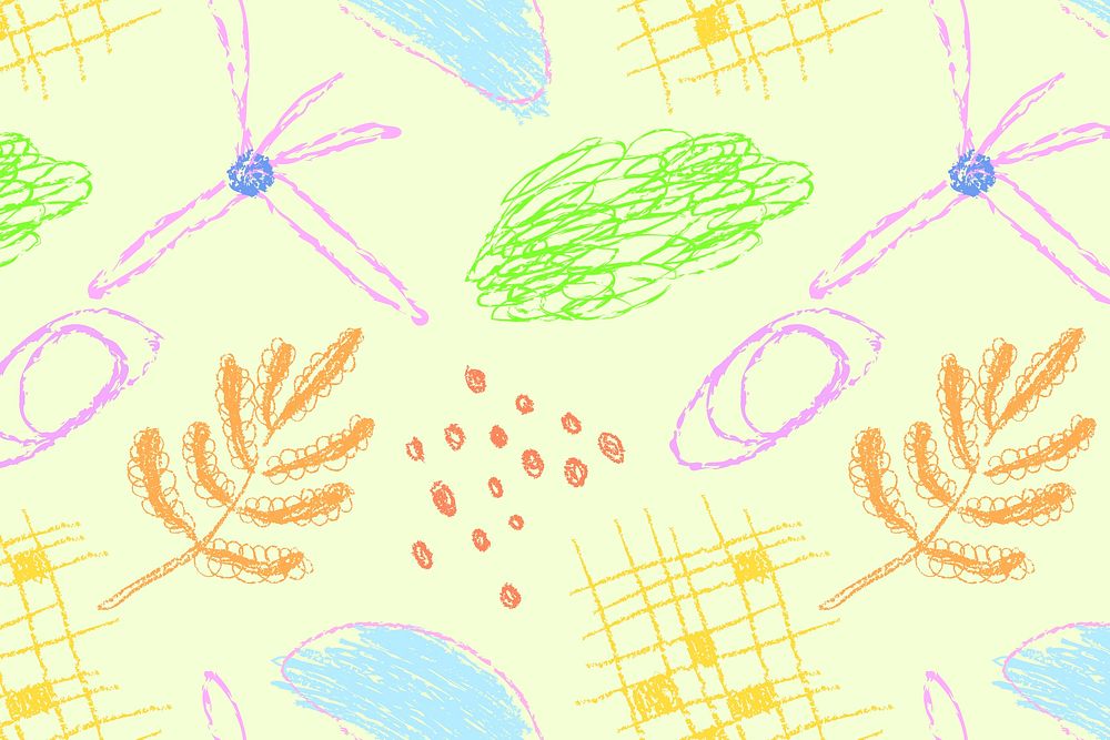 Kids crayon doodle background, pastel line art scribble