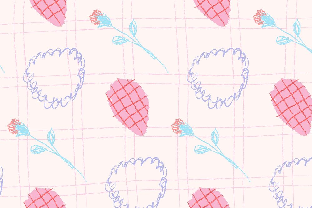 Cute crayon seamless pattern, colorful doodle on color background psd
