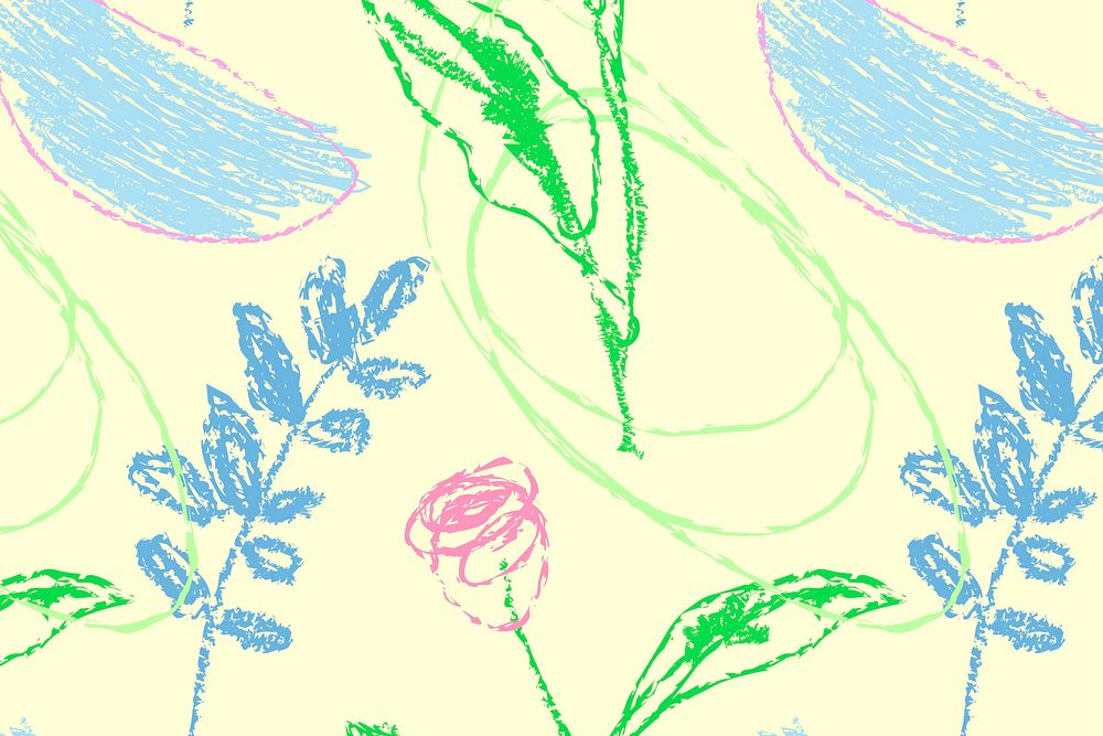 Floral line art background, yellow hand drawn doodle design