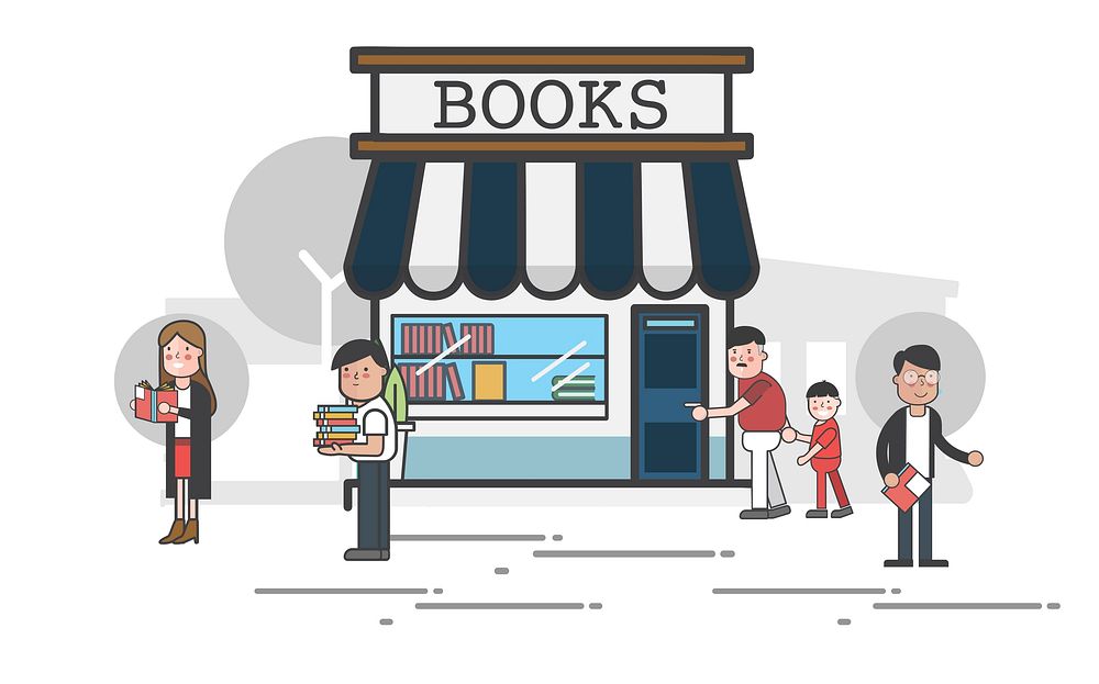 Bookstore with people illustration