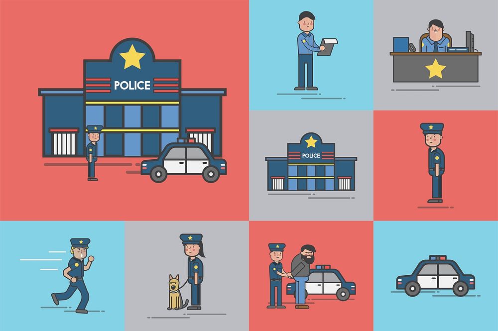 Illustration set of police vector