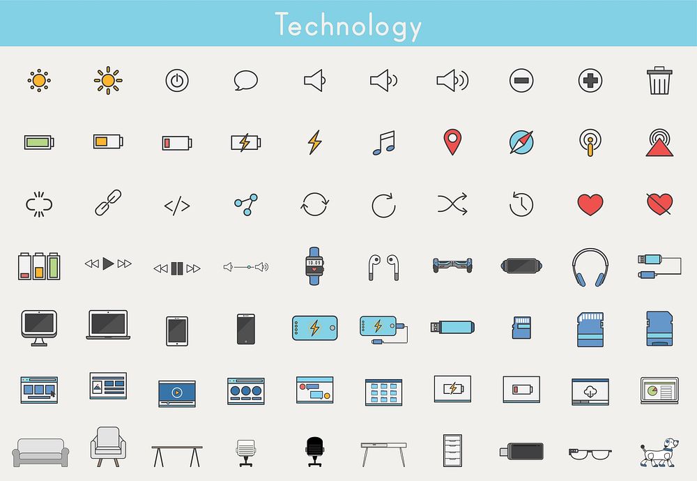 Set of technology icons