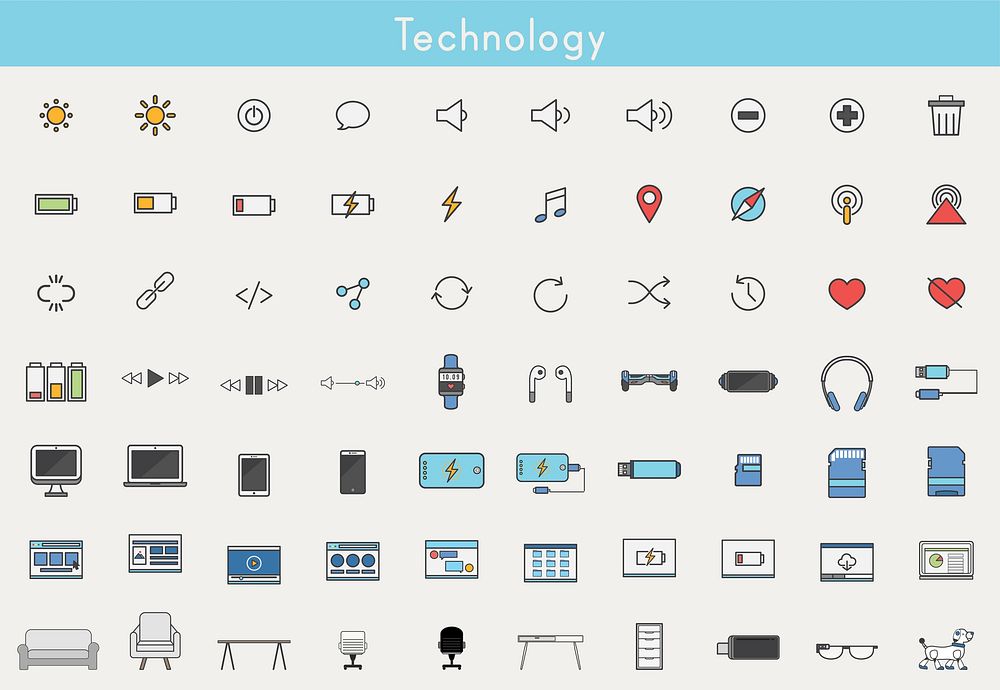 Set of technology icons | Premium Vector - rawpixel