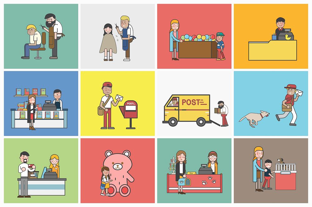 Illustration of small business vector set