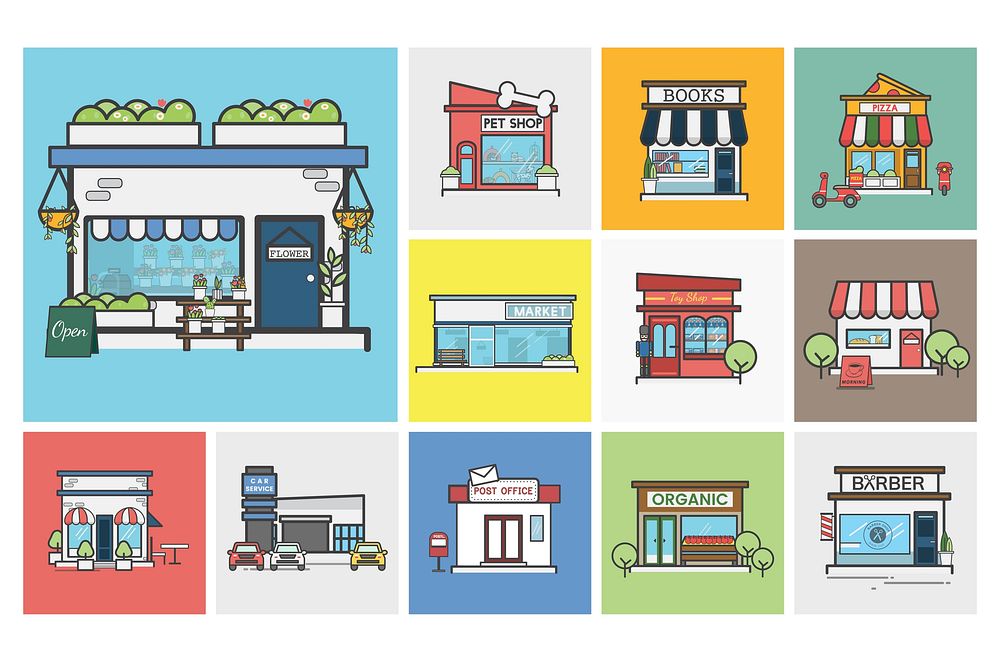 Illustration of small business vector set