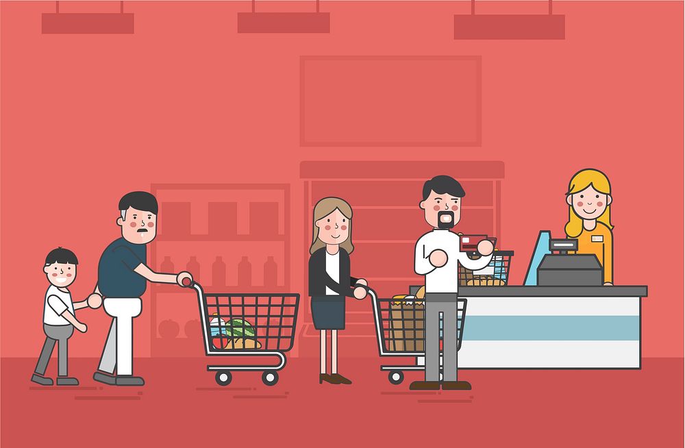 Illustration set of supermarket vector