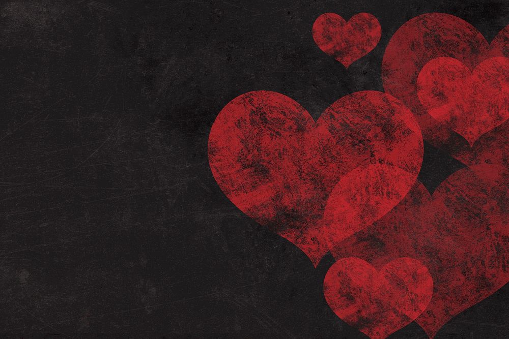 Black background, heart grunge design 