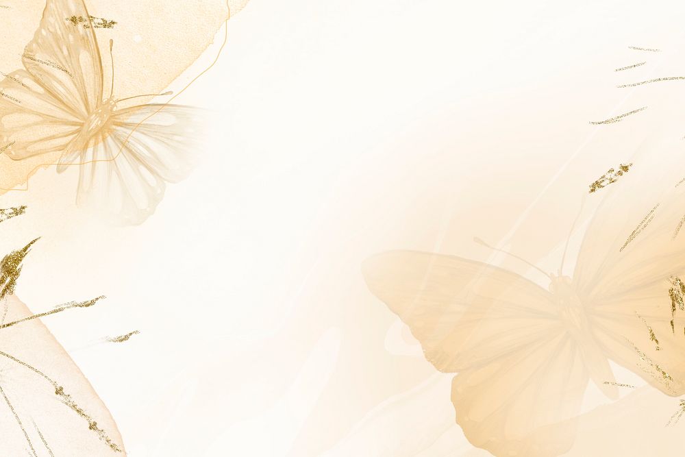 Aesthetic butterfly border frame background, beige design psd