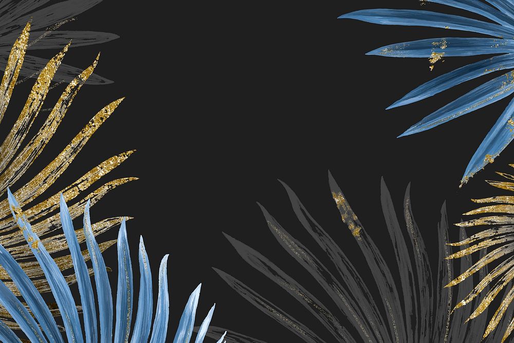 Tropical leaf border frame background, black luxury design