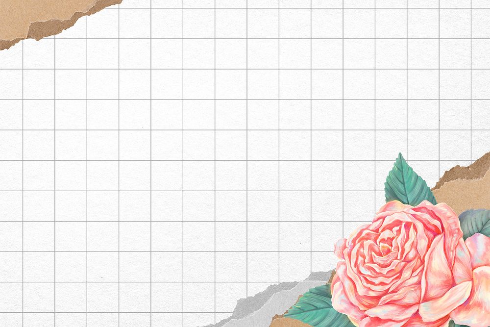 Rose border, grid background, aesthetic design