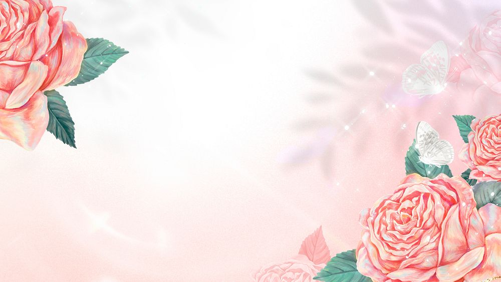 Rose aesthetic desktop wallpaper, painting design