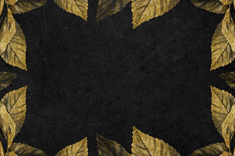 Black background, gold leaf frame design