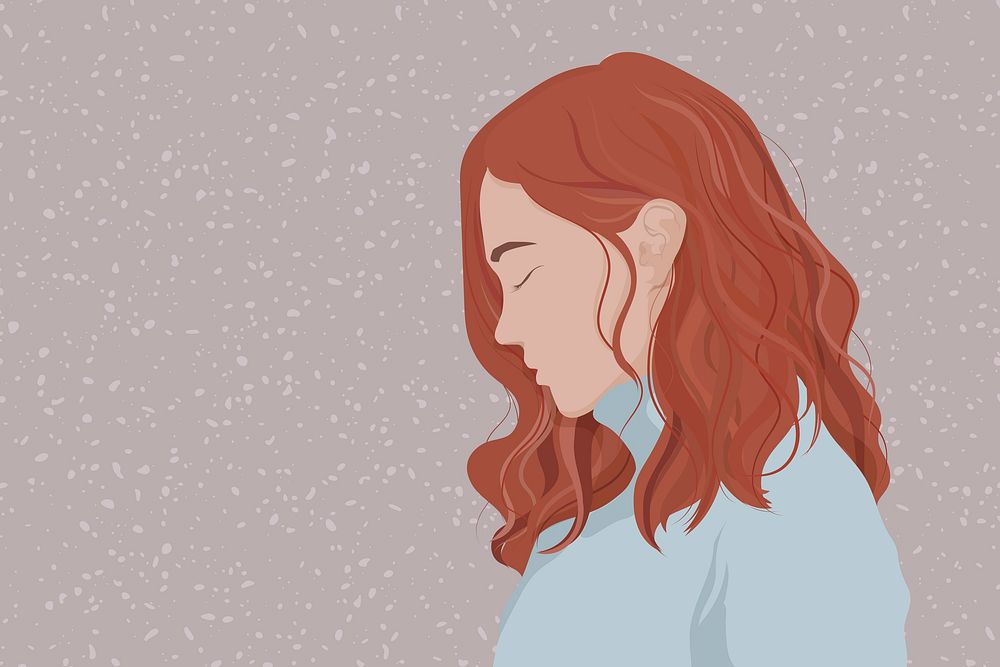 Anxiety background, feminine illustration design psd