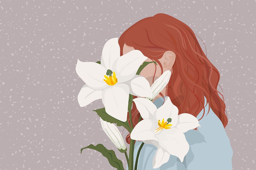 Lily and woman background, feminine illustration design vector