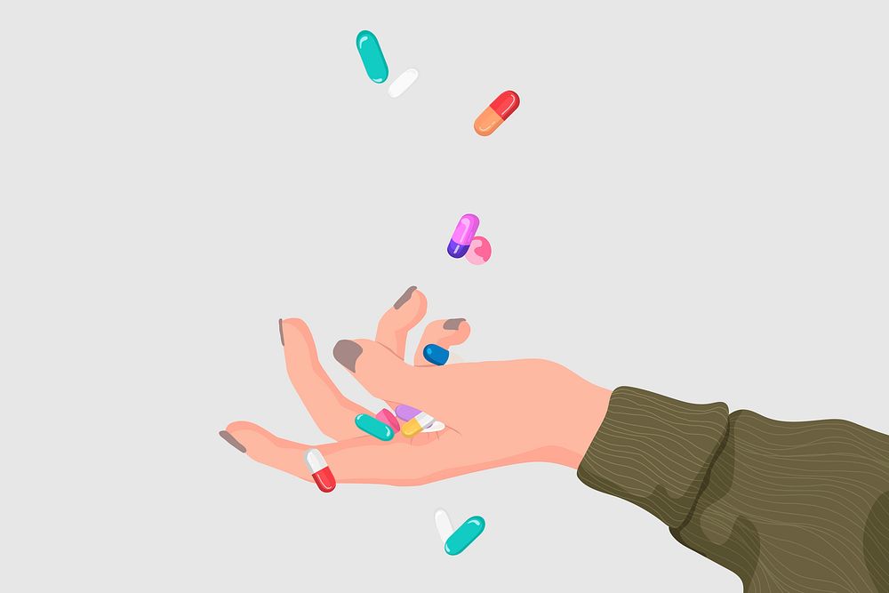 Antidepressants background, mental health medicine illustration vector