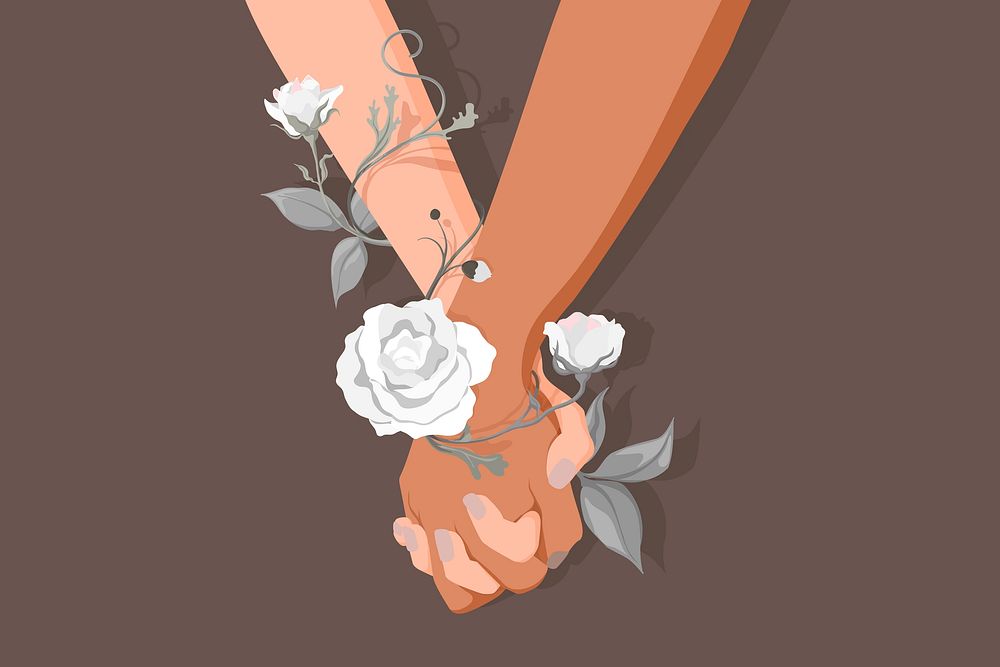 Couple holding hands background, love support design