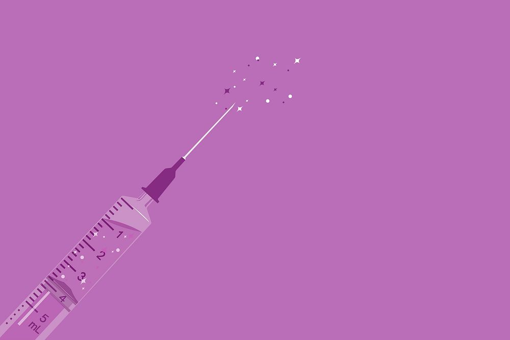Purple aesthetic syringe background, mental health illustration design psd