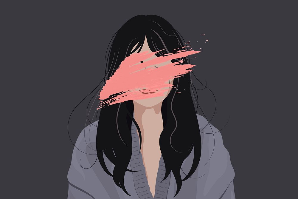 Woman and mental health background, feminine illustration design