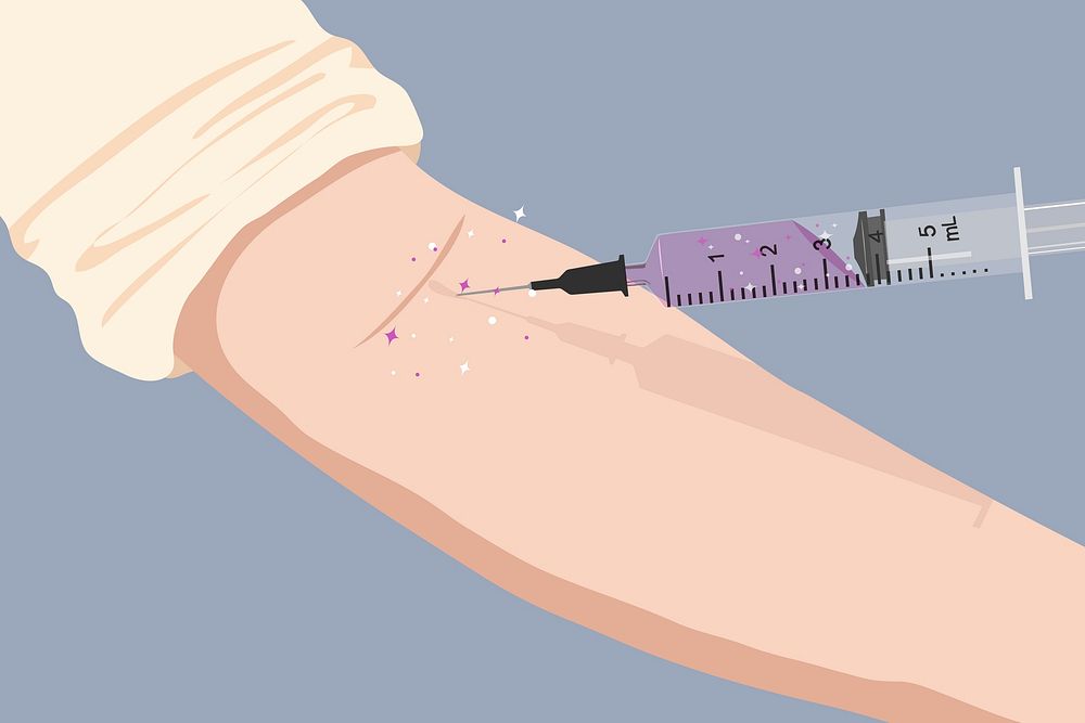 Injection background, drug addiction illustration design psd