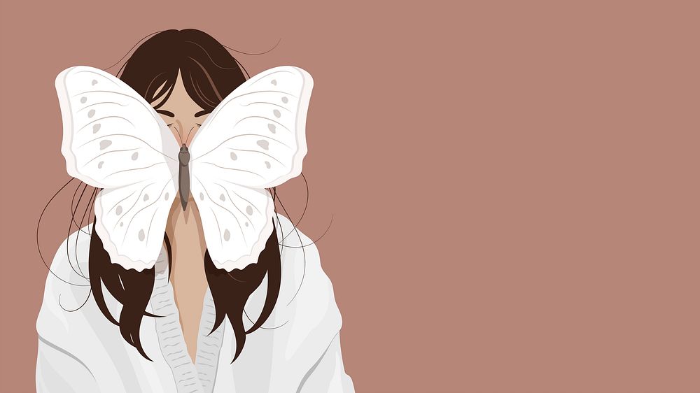 Aesthetic mental health desktop wallpaper, butterfly design