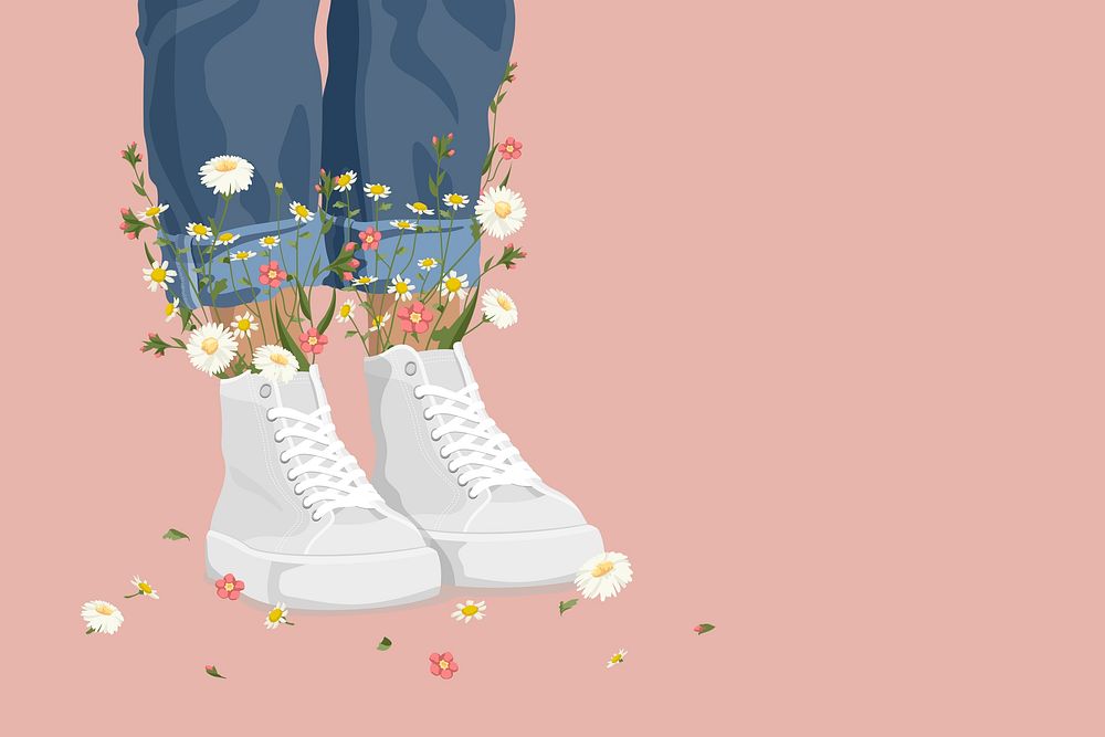 Cute shoes background, flower design, | Premium PSD - rawpixel