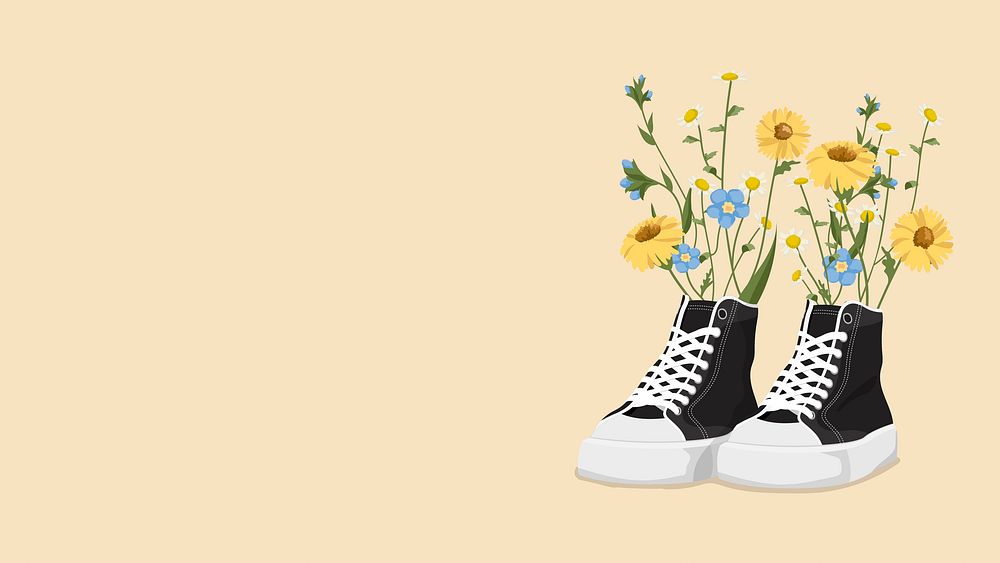 Cute sneaker desktop wallpaper, flower design