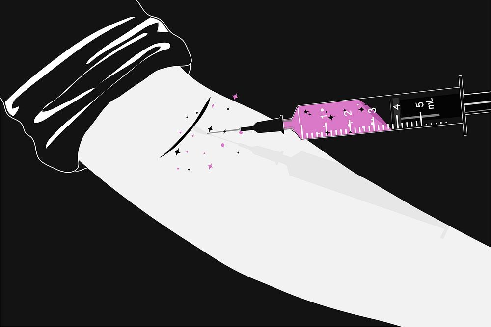 Injection background, drug addiction illustration design vector