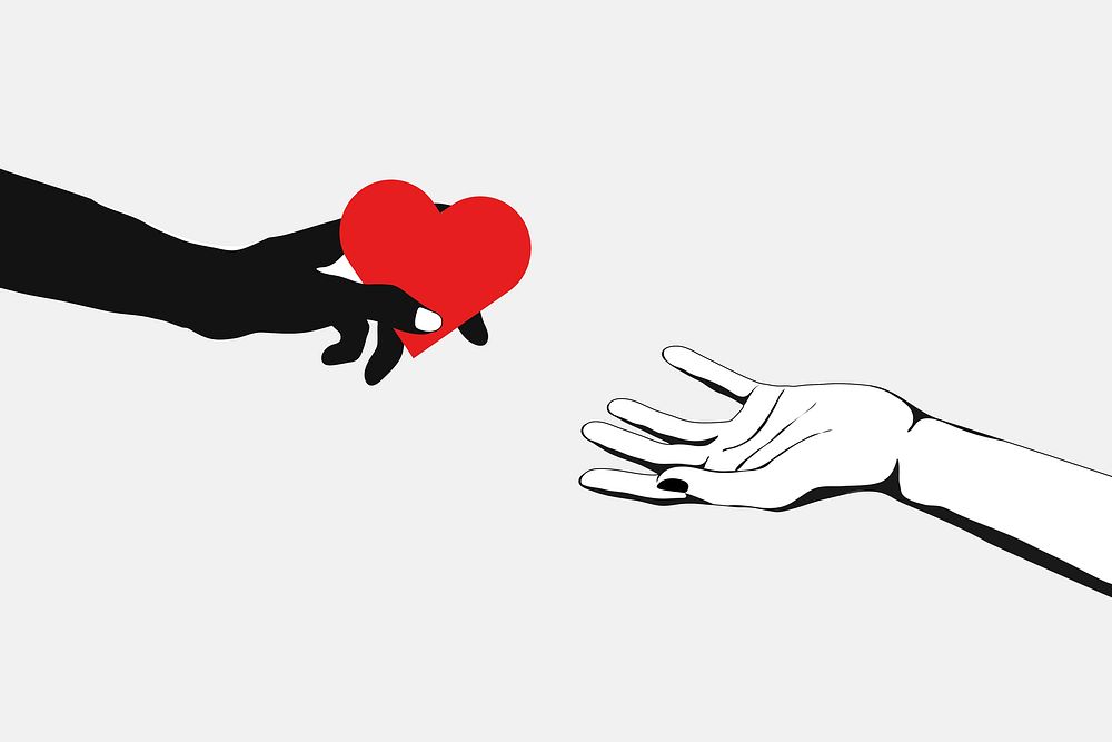 Giving heart background, love illustration design psd