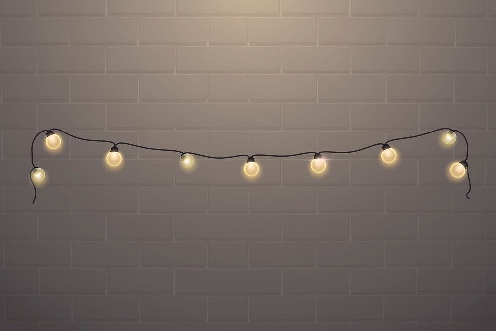 Fairy lights clipart, festive design, wall texture background psd
