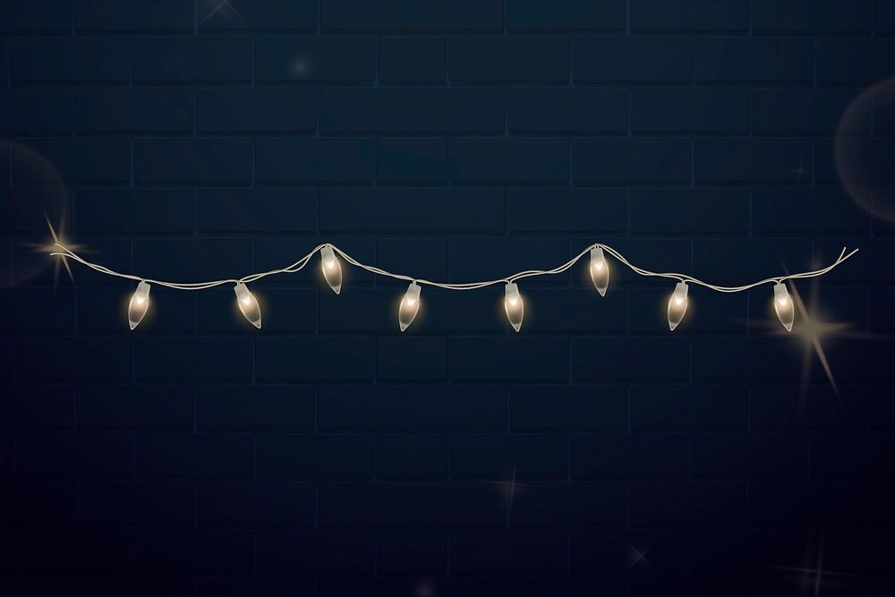 Fairy lights clipart, festive design, black background vector