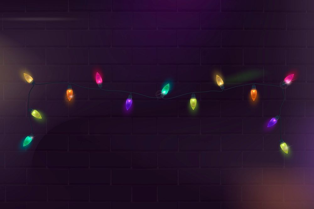 Party lights collage element, colorful design, black background psd