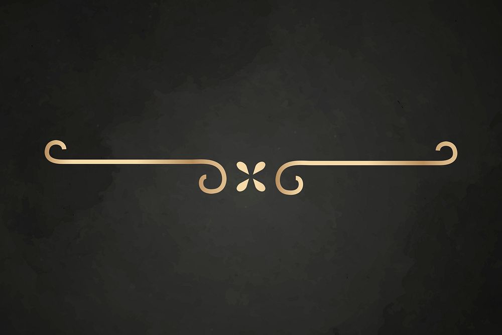 Gold scroll divider, luxury vintage style psd