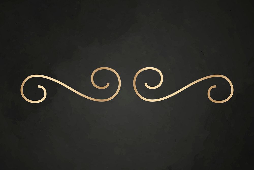 Gold scroll divider, luxury vintage style psd