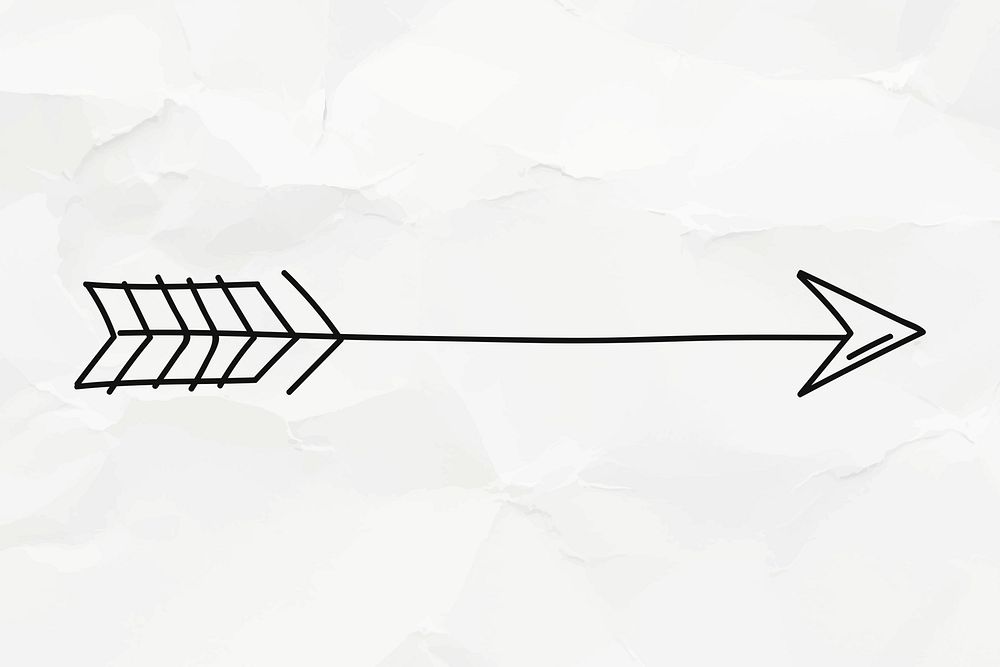Hand drawn arrow element, paper background psd