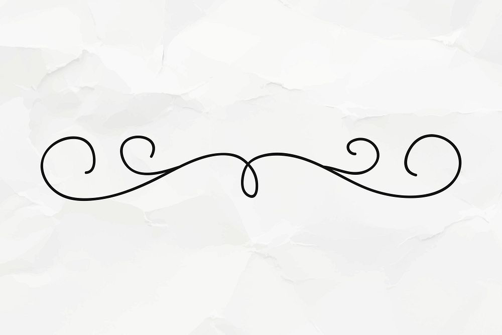 Hand drawn scroll divider, paper background psd