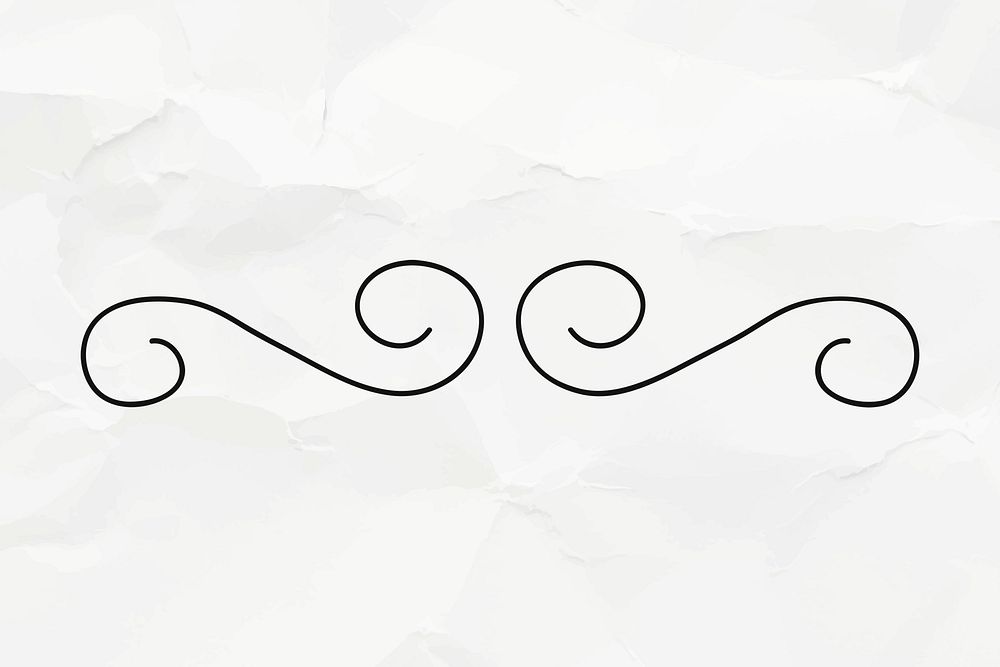 Hand drawn scroll divider, paper background psd