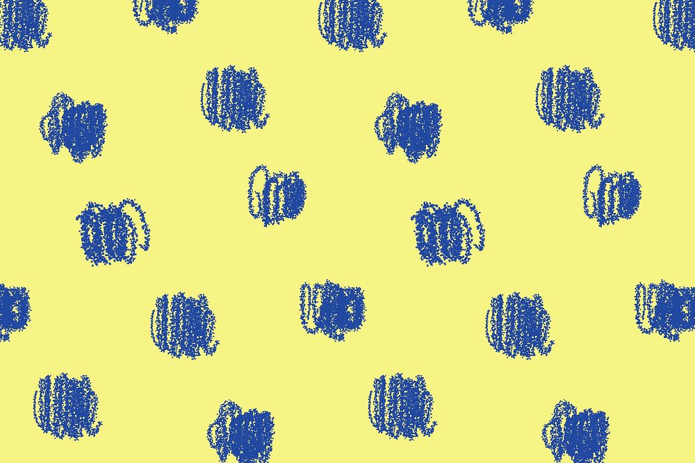Squiggle crayon pattern, cute yellow background vector
