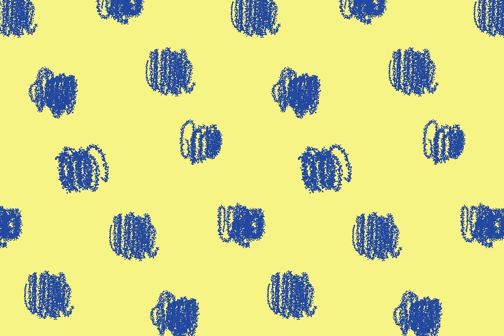 Squiggle crayon pattern, cute yellow background
