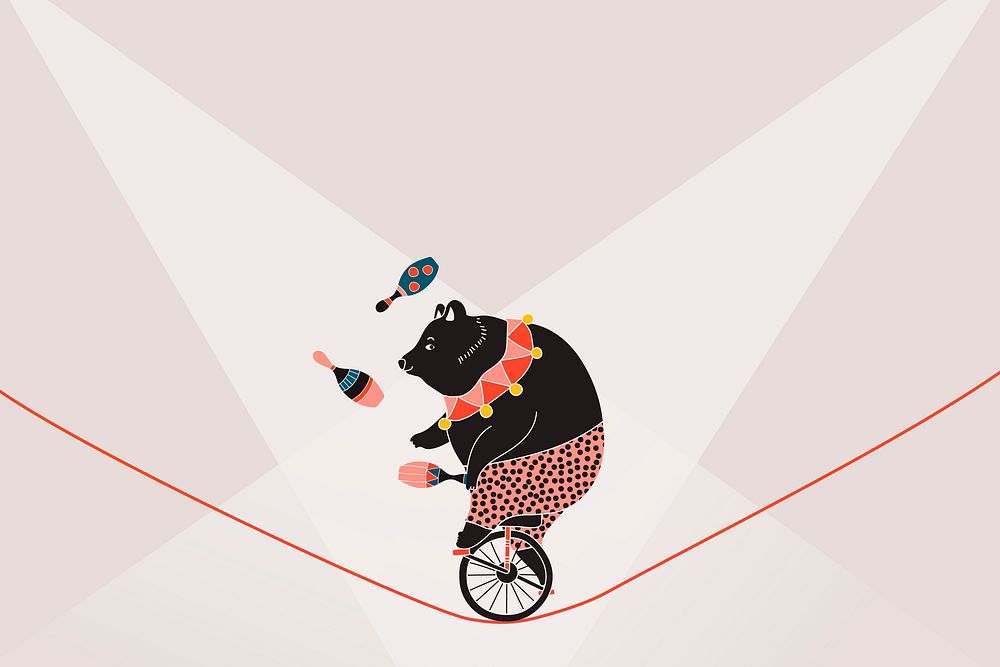 Circus bear background, cute animal design vector