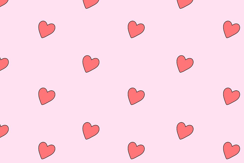 Heart pattern background, seamless social media doodle vector