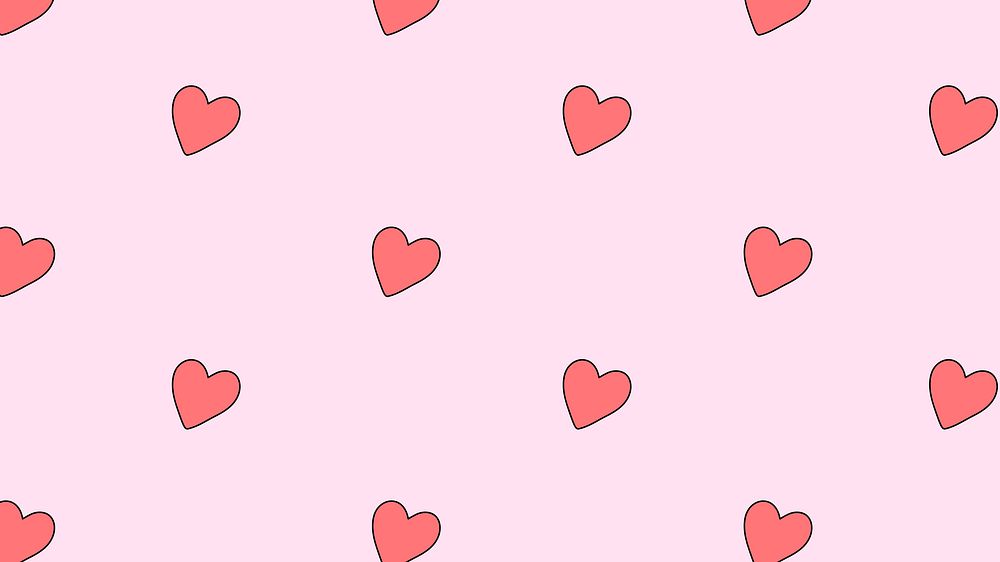 Heart pattern desktop wallpaper, social media doodle, 4k background