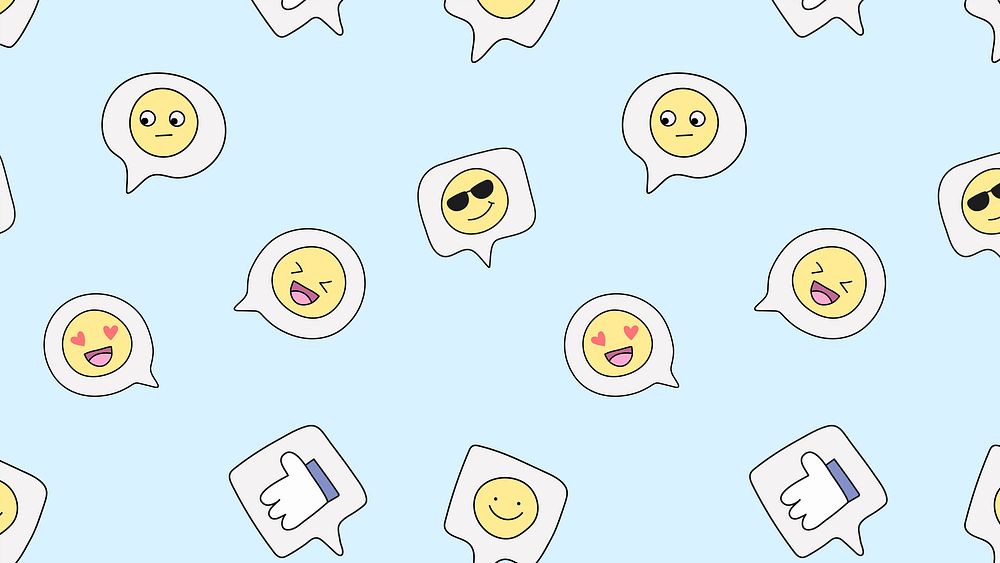 Emoticon doodle computer wallpaper, cute pattern, high resolution background