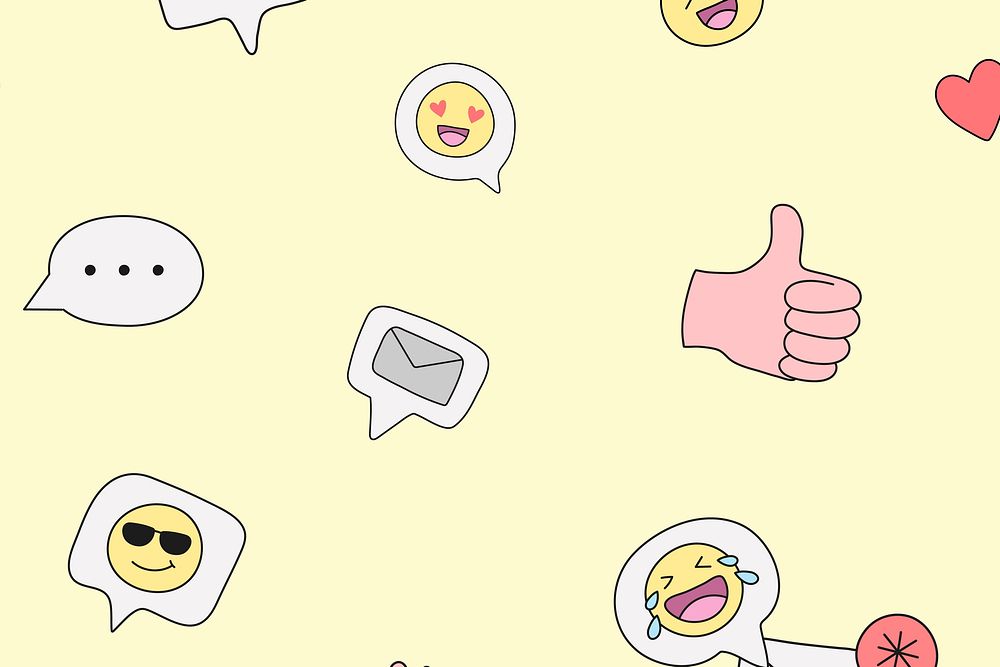 Cute pattern background, emoticon doodle