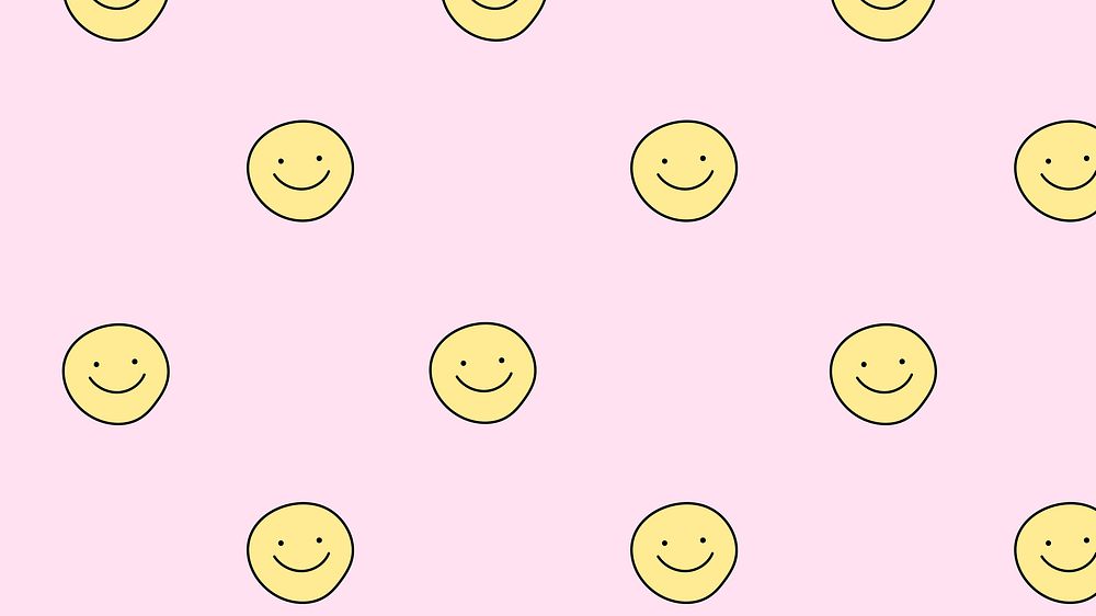 Smiling face pattern desktop wallpaper, cute doodle, high resolution background