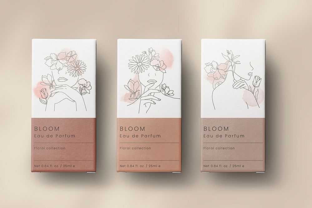 Cosmetics box mockup, beauty product packaging psd