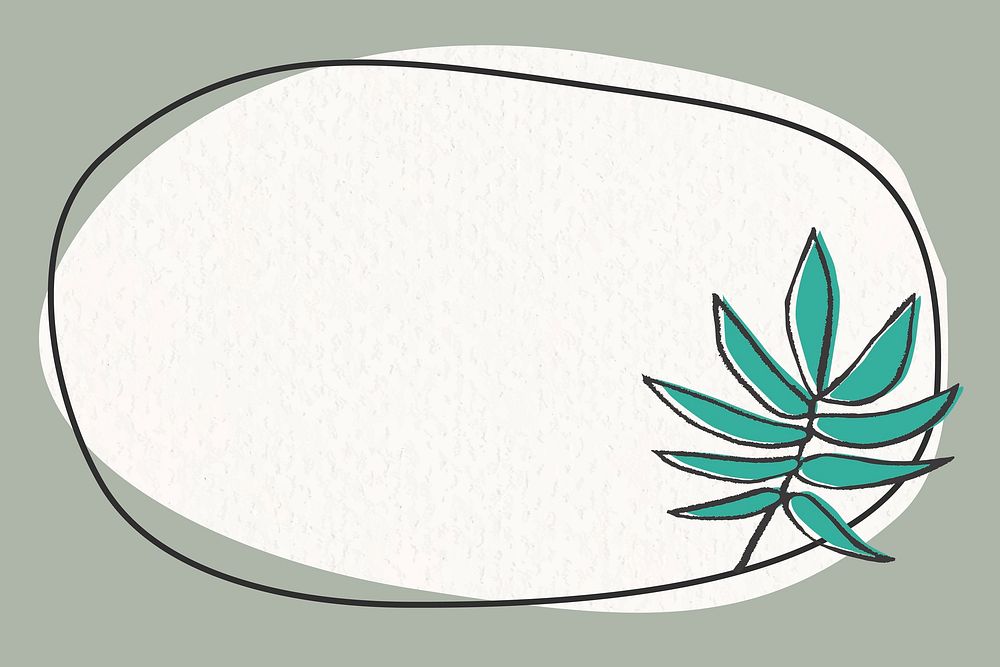 Aesthetic palm tree leaf frame doodle design vector