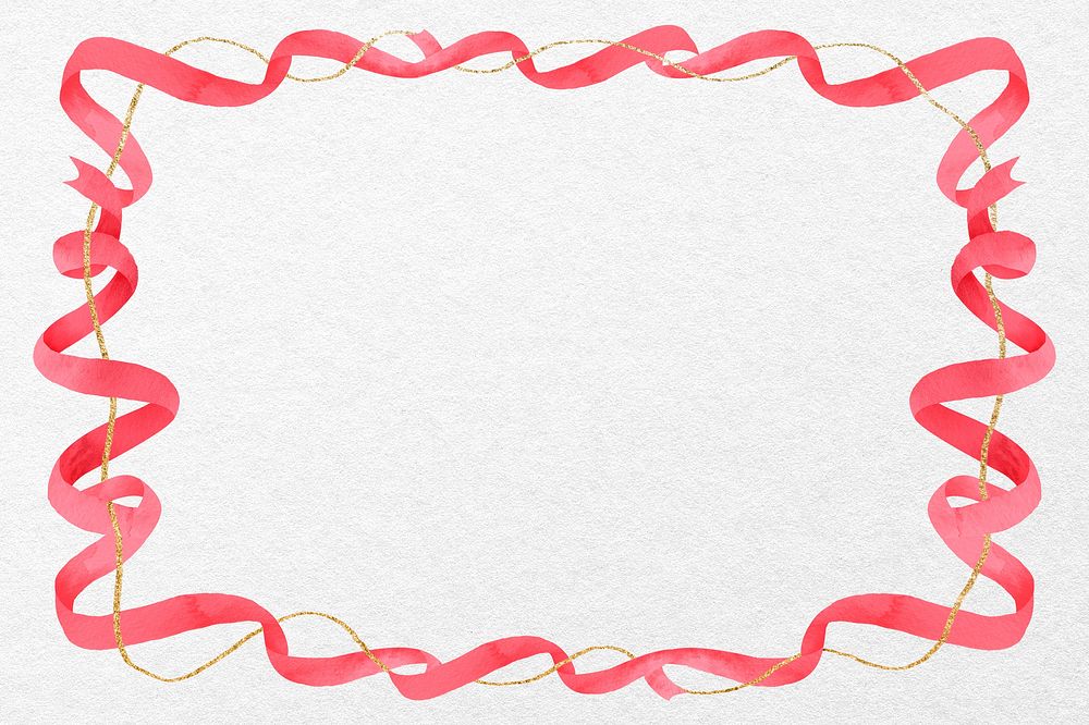 Ribbon frame background, red watercolor design