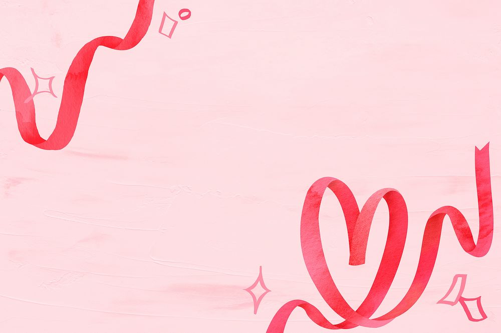 Valentine&rsquo;s border frame background, red heart ribbon illustration