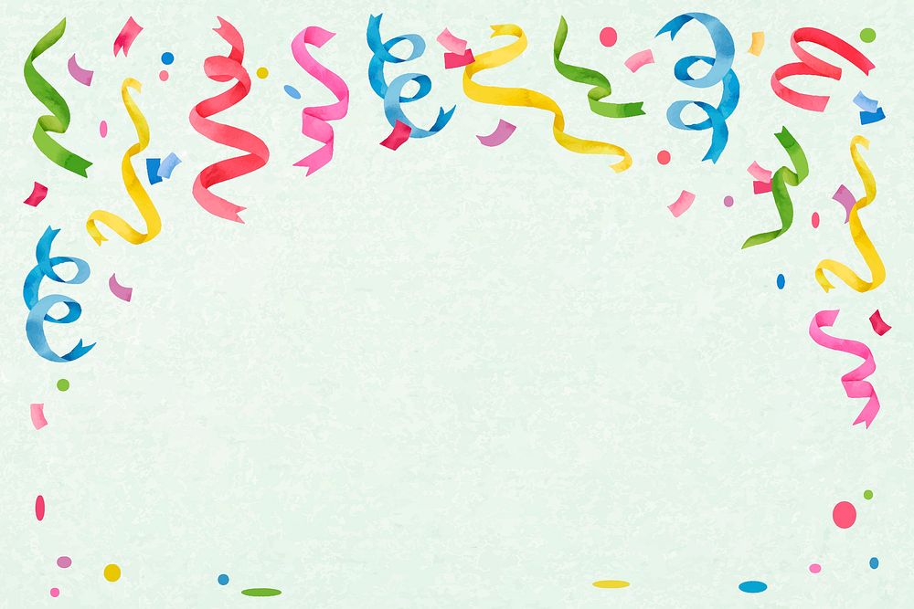 Birthday border frame background, colorful ribbon design vector